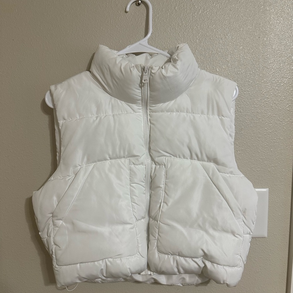 White puffer vest